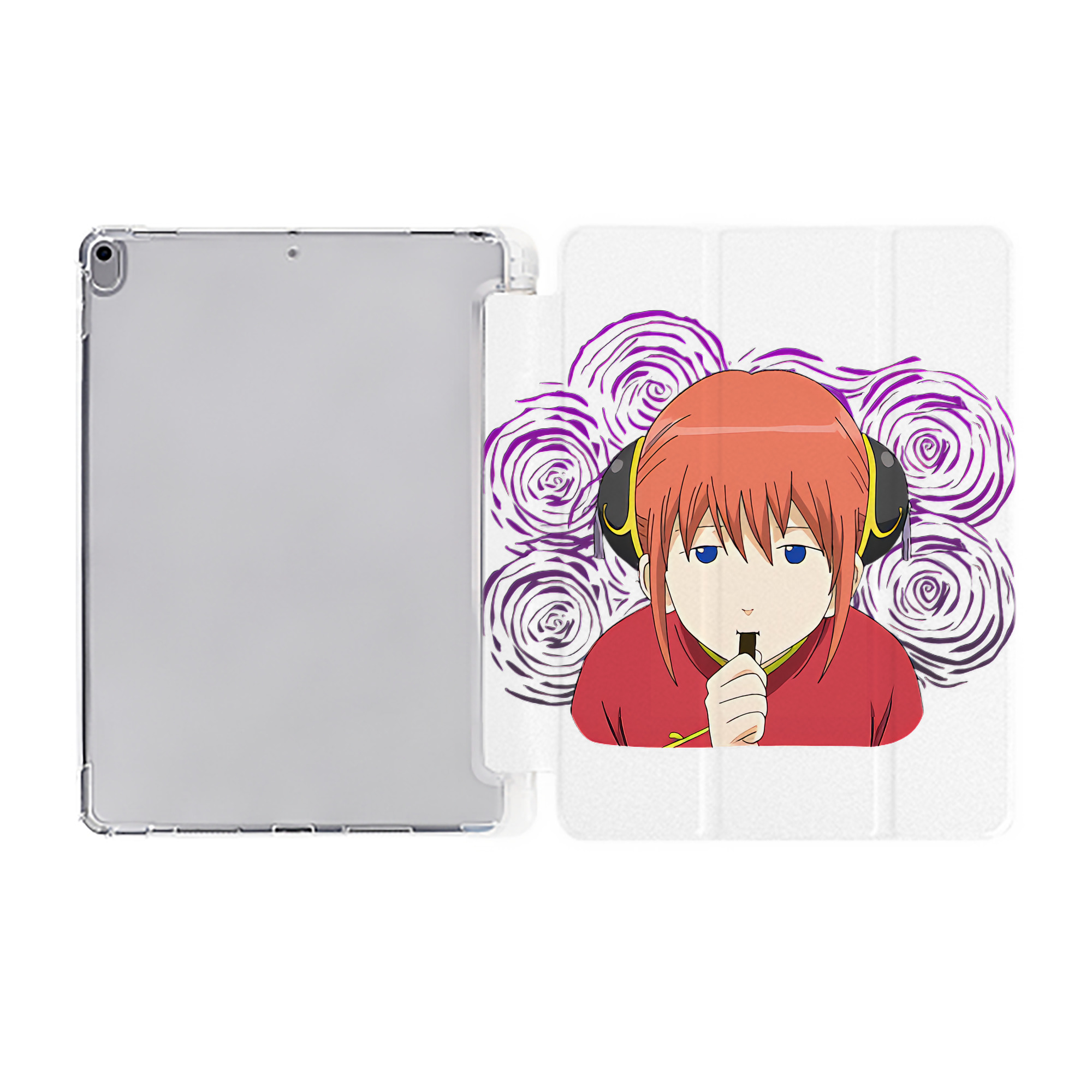 ぎんたま 坂田銀時（さかたぎんとき） 神楽 志村新八（しむら しんぱち） GINTAMA Sakata Gintoki Kagura Shimura Shinpachi IPad ケース ペン収納付き 三つ折りスタンド PUレザー×シリコン 対応機種9.5/10.5/10.9インチ